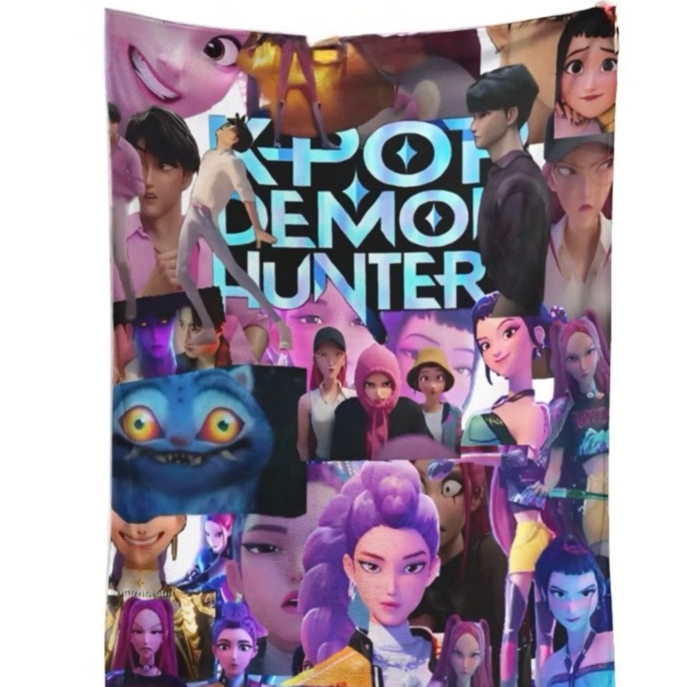 K-Pop Demon Hunter Rumi Mira Zoey & The Saja Boys 50x40 Flannel Throw Blanket
